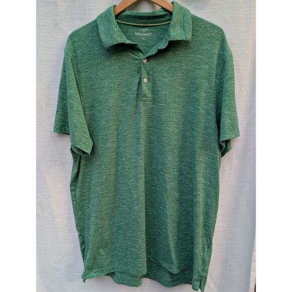 J. Crew Men’s Performance Polo Tee Shirt Sz XL Heathered Green Stretch Comfort - Picture 1 of 5
